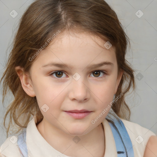 Neutral white child female with medium  brown hair and brown eyes