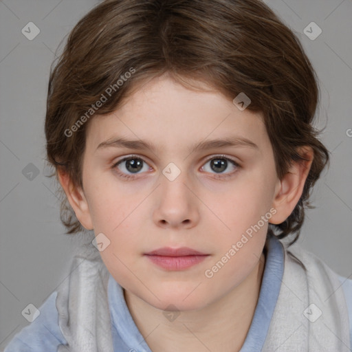 Neutral white child female with medium  brown hair and brown eyes