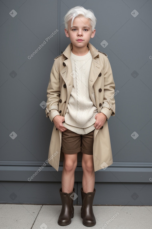 Caucasian child boy with  white hair