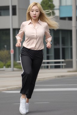 Korean adult female with  blonde hair