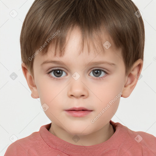 Neutral white child male with short  brown hair and brown eyes