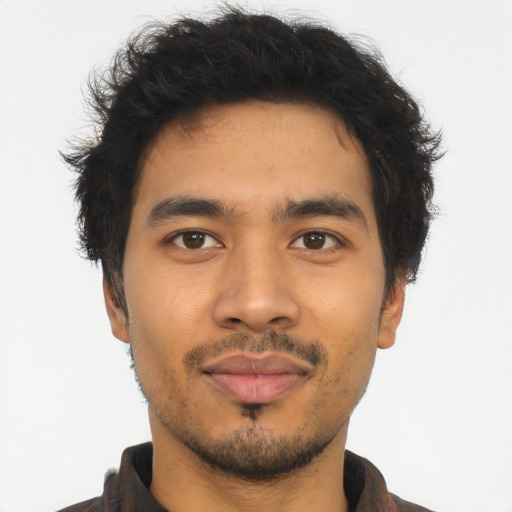 Neutral asian young-adult male with short  brown hair and brown eyes