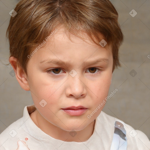Neutral white child female with short  brown hair and brown eyes