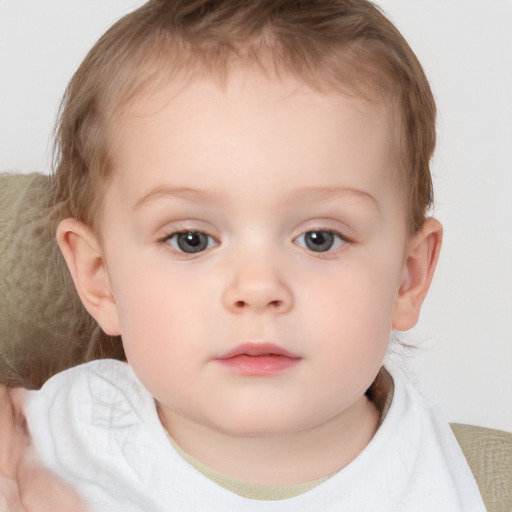 Neutral white child female with short  brown hair and brown eyes