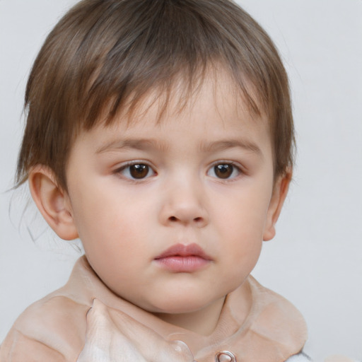 Neutral white child male with short  brown hair and brown eyes