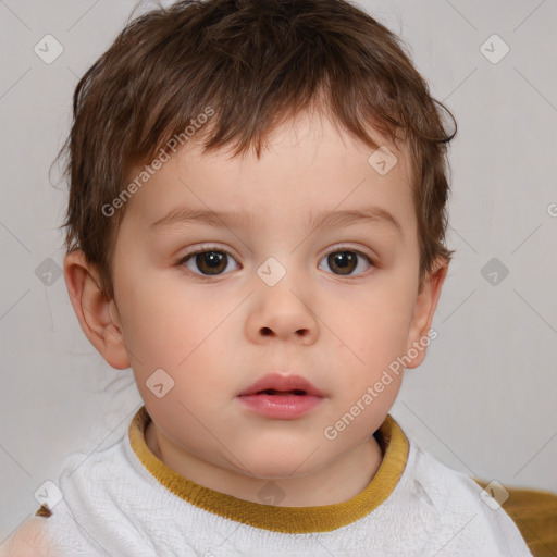 Neutral white child male with short  brown hair and brown eyes