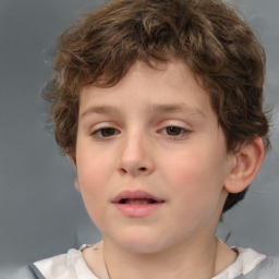 Neutral white child male with short  brown hair and brown eyes