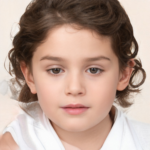 Neutral white child female with medium  brown hair and brown eyes