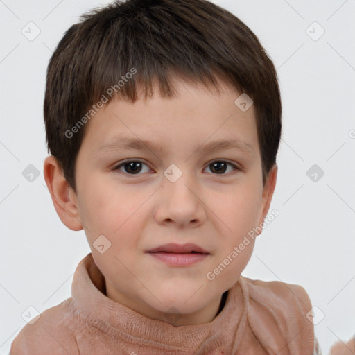 Neutral white child male with short  brown hair and brown eyes