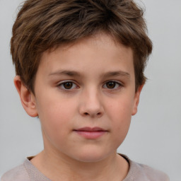 Neutral white child male with short  brown hair and brown eyes