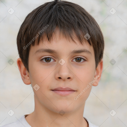 Neutral white child male with short  brown hair and brown eyes