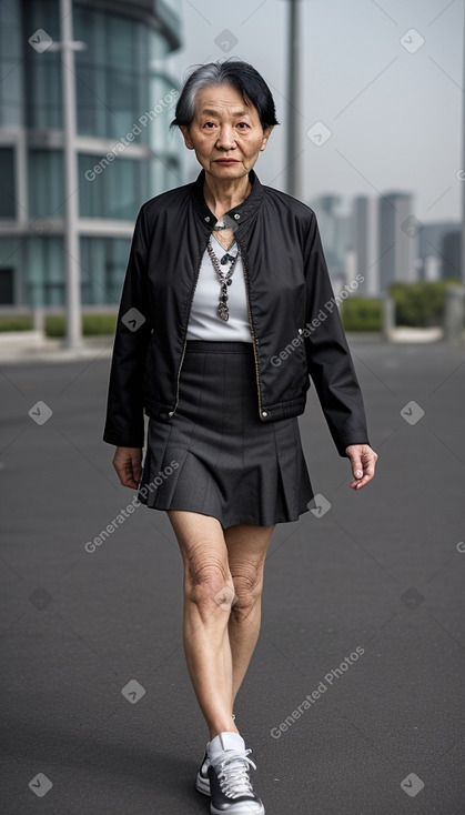 Chinese elderly female with  black hair