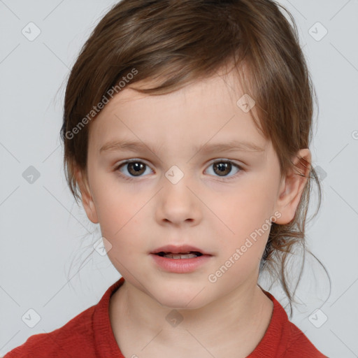 Neutral white child female with medium  brown hair and brown eyes