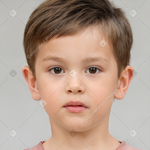 Neutral white child male with short  brown hair and brown eyes