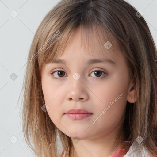 Neutral white child female with medium  brown hair and brown eyes