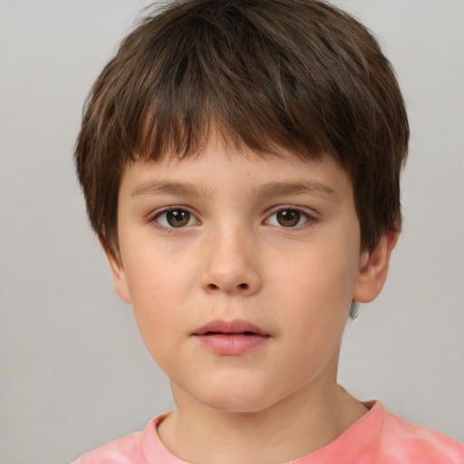 Neutral white child male with short  brown hair and brown eyes