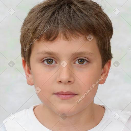 Neutral white child male with short  brown hair and brown eyes