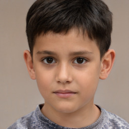 Neutral white child male with short  brown hair and brown eyes