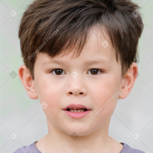 Neutral white child male with short  brown hair and brown eyes