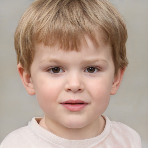 Neutral white child male with short  brown hair and grey eyes