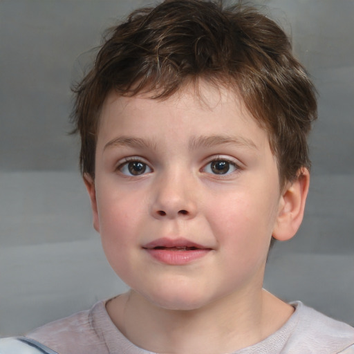 Neutral white child male with short  brown hair and brown eyes