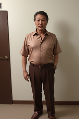 Mongolian middle-aged male with  brown hair