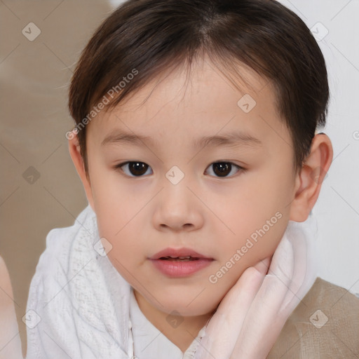 Neutral white child female with medium  brown hair and brown eyes