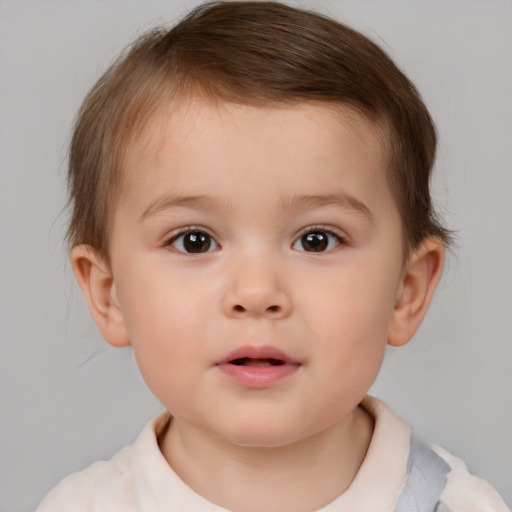 Neutral white child male with short  brown hair and brown eyes