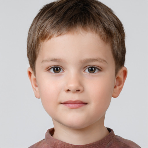 Neutral white child male with short  brown hair and brown eyes