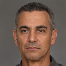 Neutral white adult male with short  brown hair and brown eyes