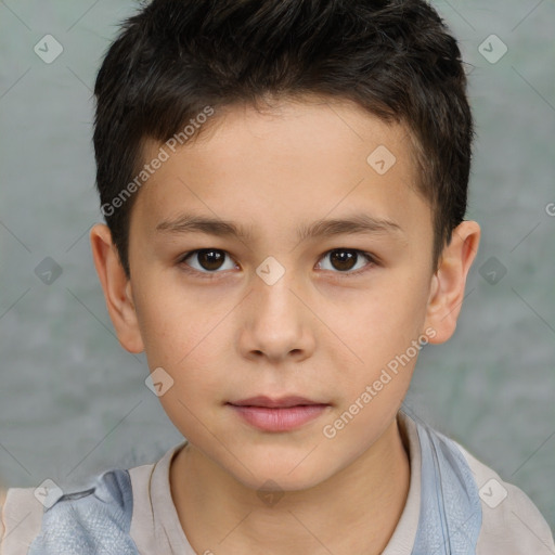 Neutral white child male with short  brown hair and brown eyes