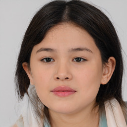 Neutral asian young-adult female with medium  brown hair and brown eyes