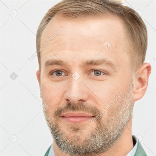 Neutral white adult male with short  brown hair and brown eyes