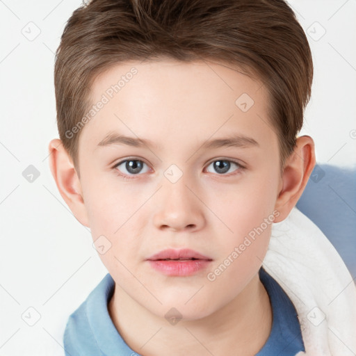 Neutral white child male with short  brown hair and brown eyes