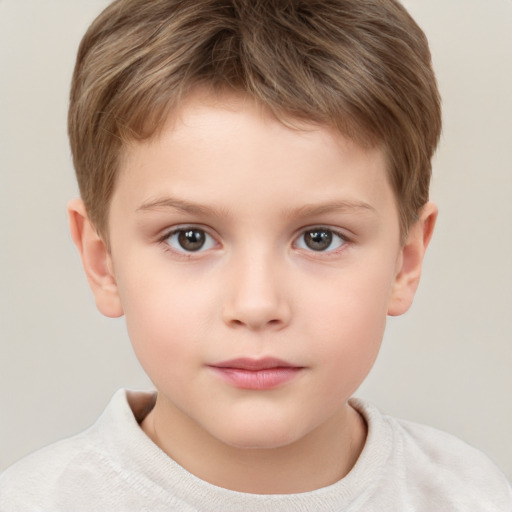 Neutral white child male with short  brown hair and brown eyes