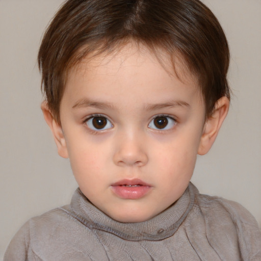 Neutral white child female with short  brown hair and brown eyes