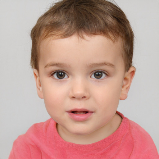 Neutral white child male with short  brown hair and brown eyes