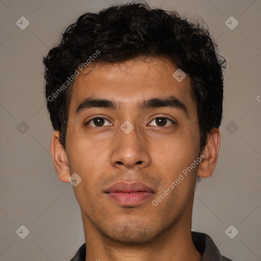 Neutral asian young-adult male with short  brown hair and brown eyes