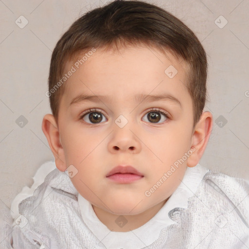Neutral white child male with short  brown hair and brown eyes