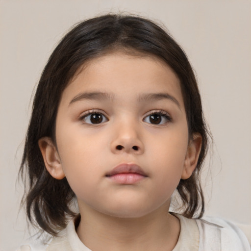 Neutral asian child female with medium  brown hair and brown eyes