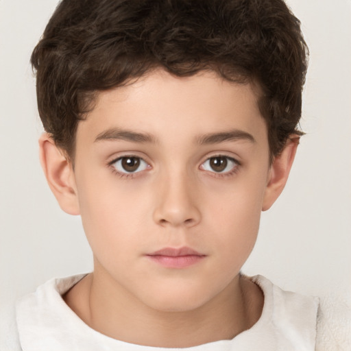 Neutral white child male with short  brown hair and brown eyes