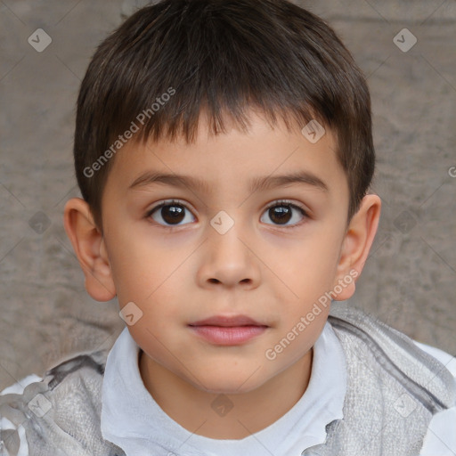 Neutral white child male with short  brown hair and brown eyes