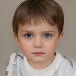 Neutral white child male with short  brown hair and brown eyes