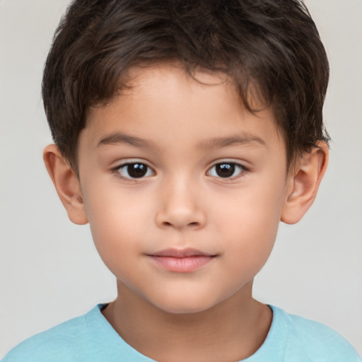 Neutral white child male with short  brown hair and brown eyes