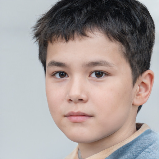 Neutral white child male with short  brown hair and brown eyes