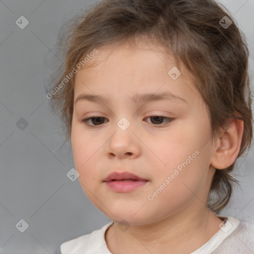 Neutral white child female with medium  brown hair and brown eyes