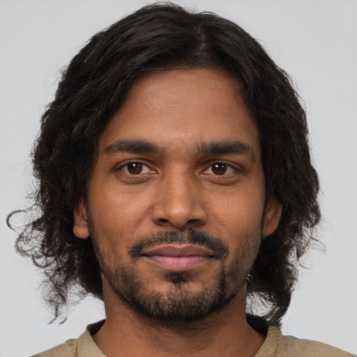 Neutral black young-adult male with short  brown hair and brown eyes