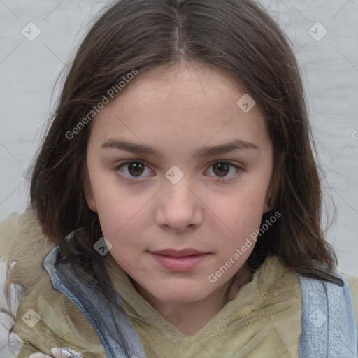 Neutral white child female with medium  brown hair and brown eyes