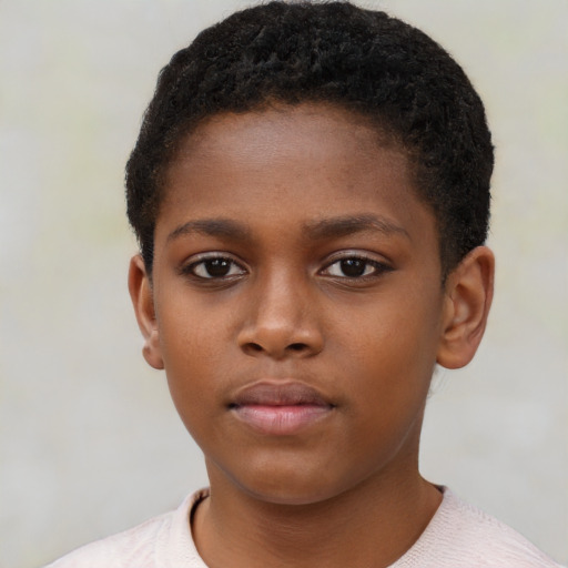 Neutral black child female with short  brown hair and brown eyes