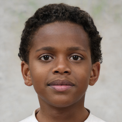 Neutral black child male with short  brown hair and brown eyes